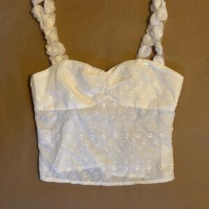 Princess Polly Cream Floral Crop Top